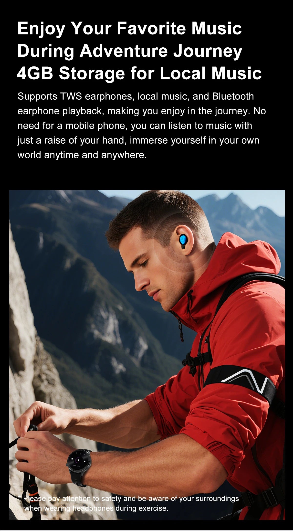 Smart watch Men4GB Memory With GPS Offline Maps Music Video Player Custom dial AMOLED display Sports Swim Waterproof Smart watch