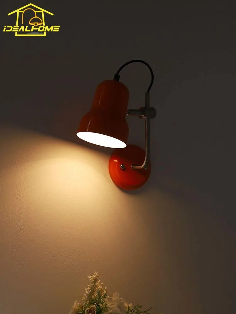 Bauhaus Vintge Medieval Red/Orange Wall Lamp LED E27 Iron Art Atmosphere Adjustable Wall Mounted Bedroom Bedside Study Reading