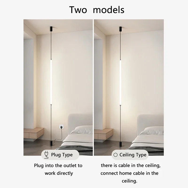 Hanging floor lamp Italy Design Black Long linear pendant light Bedroom Bedside Lamps Modern Hotel Living Room corner floor lamp