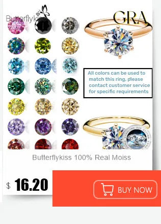 Butterflykiss Real 1 CT D Color Moissanite Stud Earrings For Women Top Quality 925 Sterling Silver Sparkling Wedding Jewelry