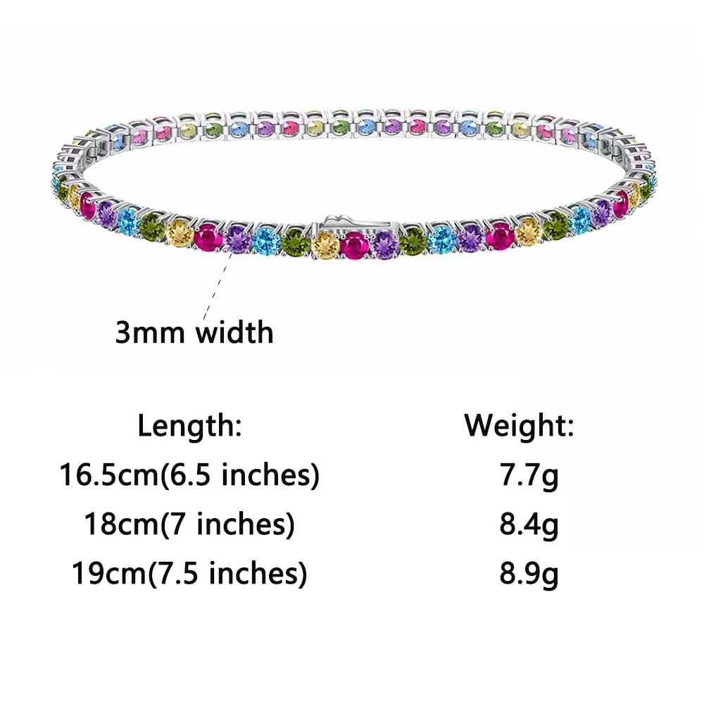 ORSA JEWELS Exquisite 3mm Sapphire Blue Sparkling Tennis Bracelet S925 Sterling Silver Cubic Zirconia Fashion CZ Bracelet SB137