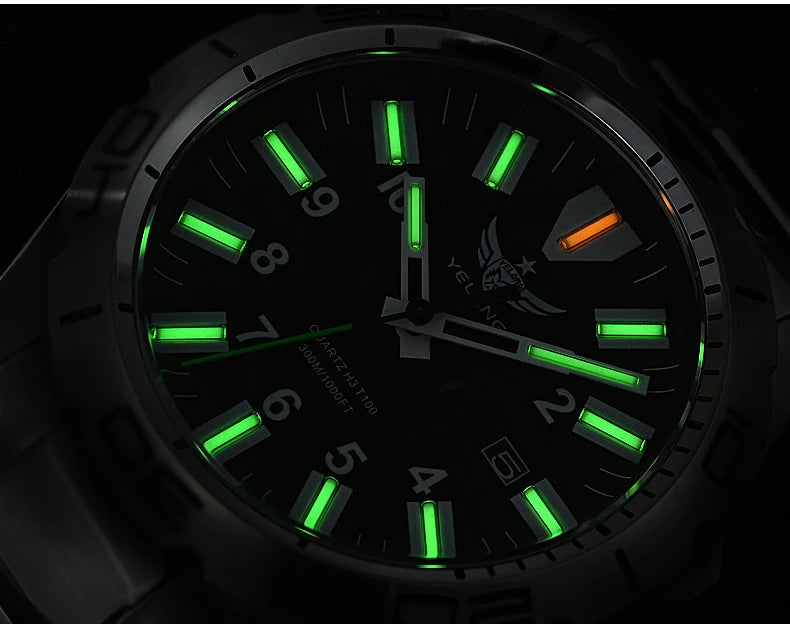 YELANG  V1036 42mm Men Quartz Watch Luminous 10 Years Lithium Movement Rotated Dial 30ATM 300m Waterproof Military Style Watches