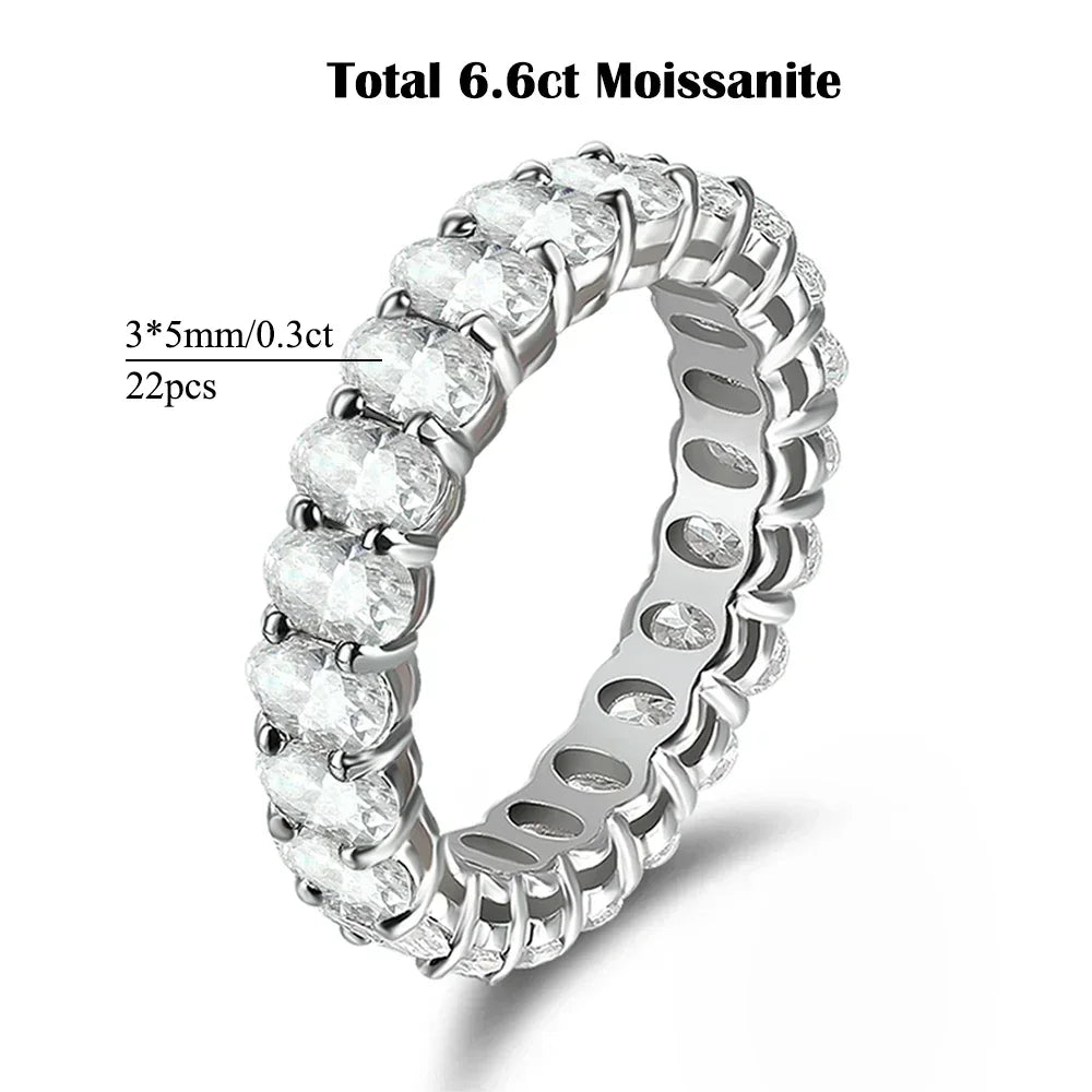 3*5mm Oval Cut Full Moissanite Eternity Ring for Women Men 925 Sterling Silver Lab Diamond Wedding Band with Certificate Jewelry