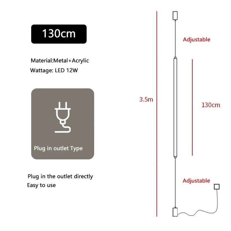 Hanging floor lamp Italy Design Black Long linear pendant light Bedroom Bedside Lamps Modern Hotel Living Room corner floor lamp