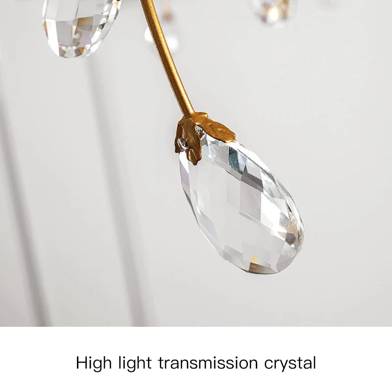 Luxury Crystal Flower Ceiling Light Gold LED Branch Tree Chandelier For Living Room Bedroom Villa Hotel Decor Bedside Wall Lamp