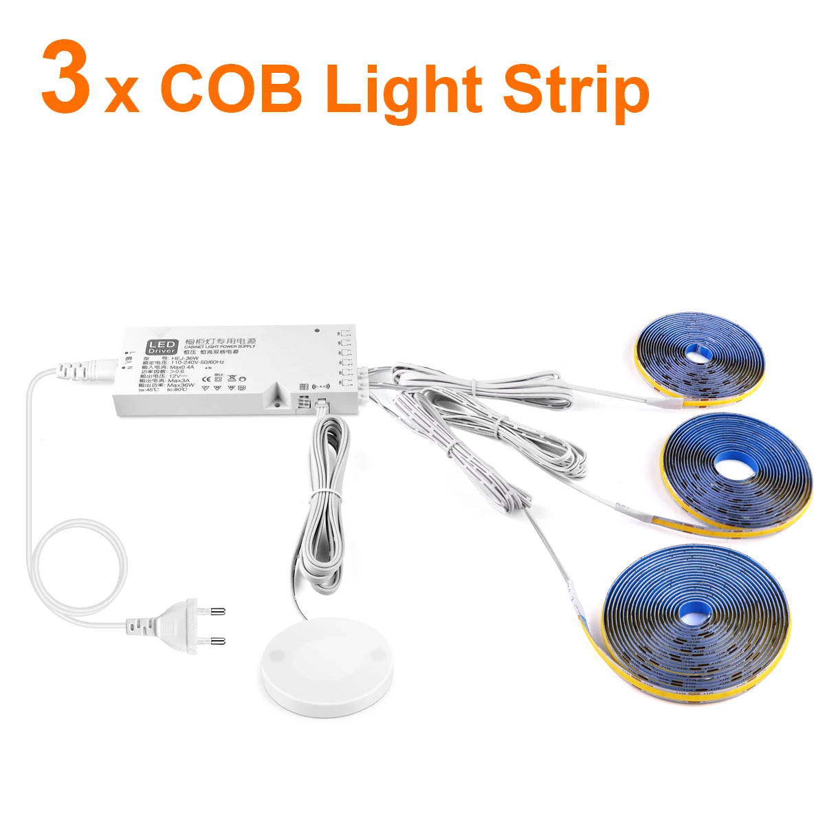 Under Cabinet COB Led Strip Penetrable Wood Touch Sensor Light Dimmable Night Lamp For Bedroom Wardrobe Indoor Kitchen Lighting