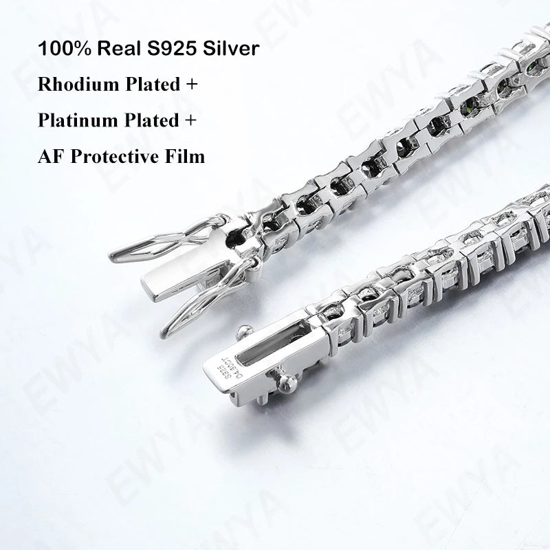 EWYA Real D Color Full 2/2.5/3/4/5/6.5mm Moissanite Tennis Bracelet For Women S925 Plated 18K Rose Gold Diamond Link Bracelets