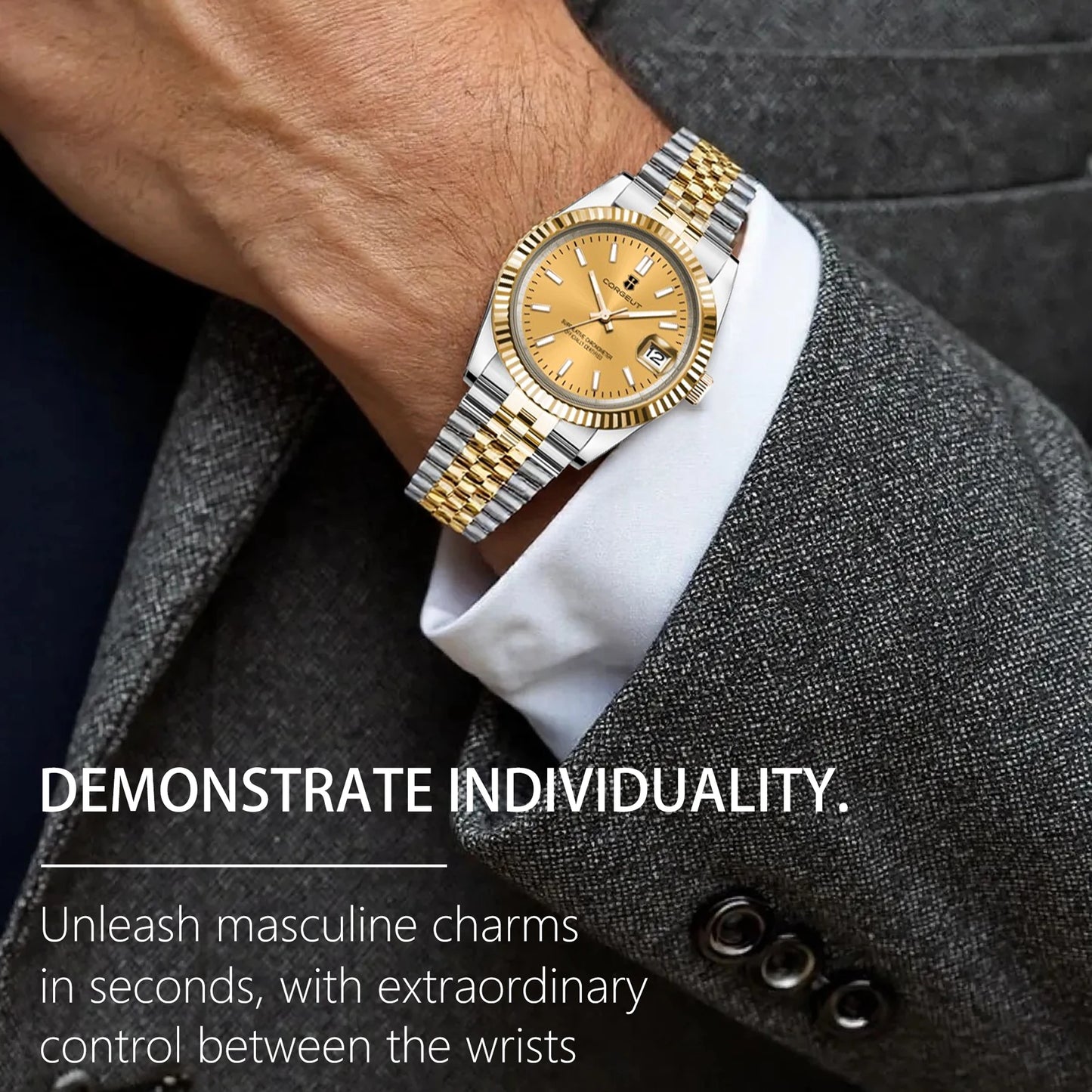 Uhr mit individuellem Logo, NH35-Uhrwerk, 36 mm/39 mm, Damen-/Herrenuhr, Saphirglas, Gold, mechanische Armbanduhr, 100 m wasserdicht, reloj hombre