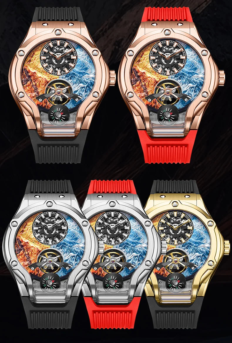 HANBORO Zhuma Mountain Peak Series Men's Fully Automatic Mechanical Watch Hollow Personalized Watch