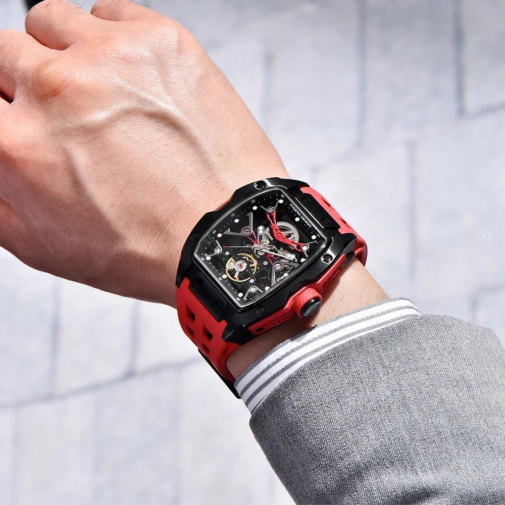 2025 new pagani design men's skeleton high-end watch rubber starp waterproof luminous fashion trend automatic mechanical watch.