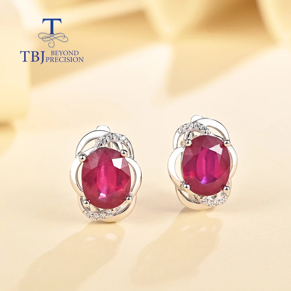 925 Sterling silver light luxury fashion natural filled ruby earrings for women's engagement anniversary gift