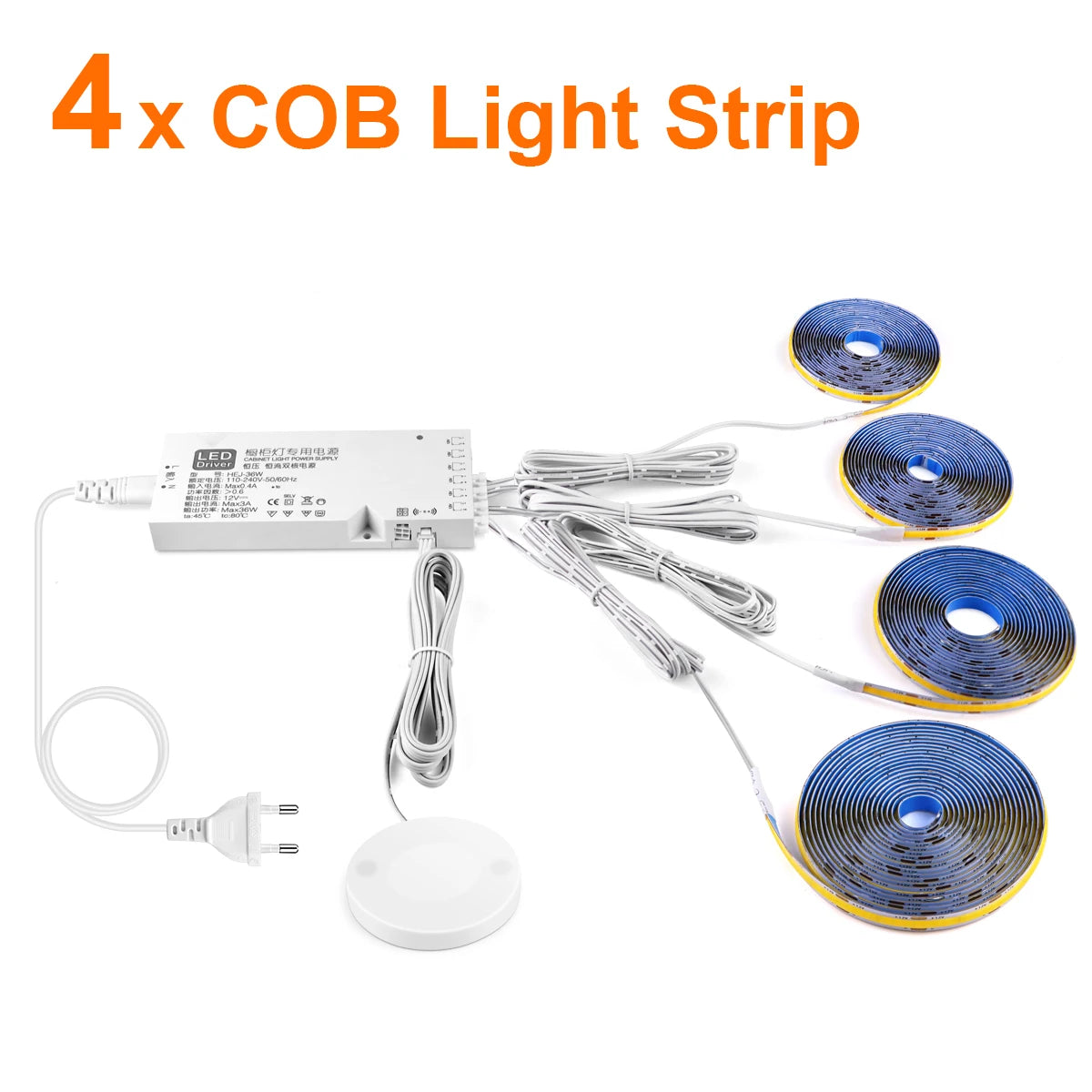 Under Cabinet COB Led Strip Penetrable Wood Touch Sensor Light Dimmable Night Lamp For Bedroom Wardrobe Indoor Kitchen Lighting