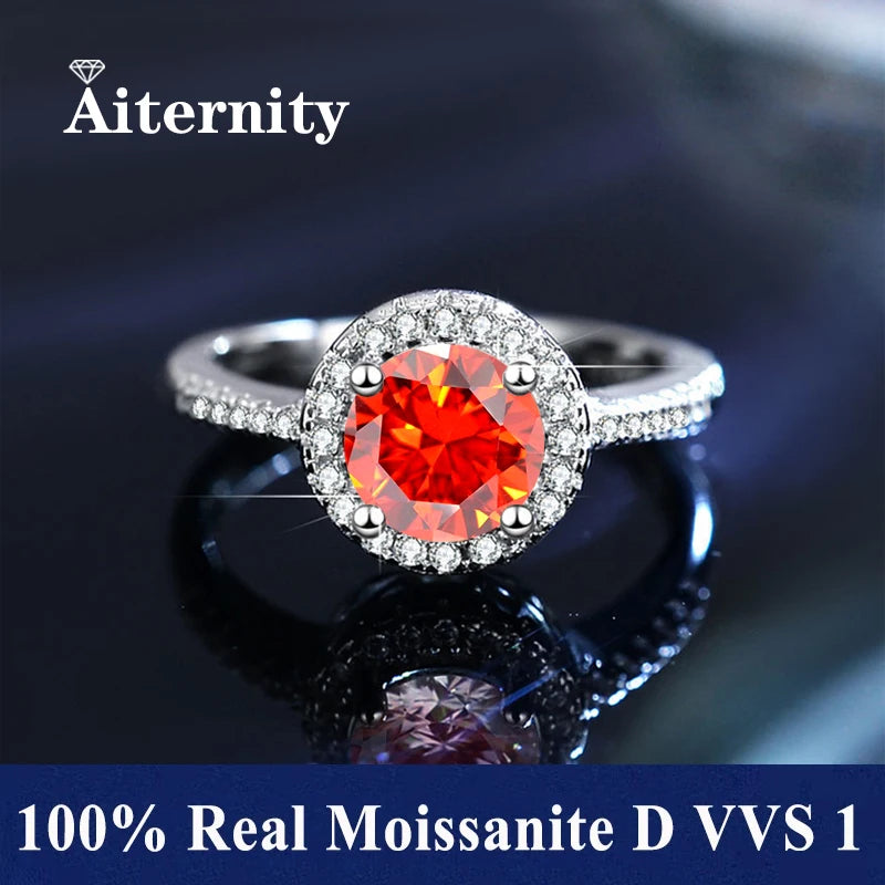 100% Real Moissanite Ring Adjustable Size S925 Sliver D VVS1 Pass Diamond Test Pen GRA Certificate 18K Plating Rings for Women