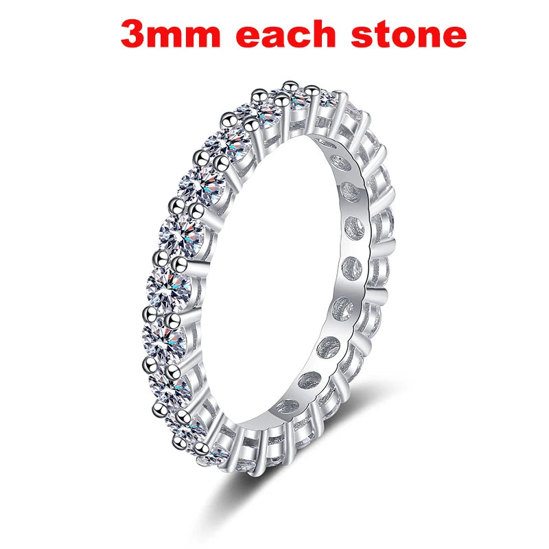 Smyoue 2-5mm Full Moissanite Ring for Women Sparkling Wedding Eternity Bands 100% S925 Sterling Silver Jewelry Classic Ring