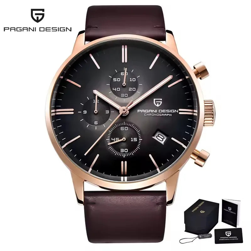 PAGANI DESIGN New Men Watches Multi time zone Quartz Business watch Auto Date Men Watches Japan Movt Watch Men Chronograph Gift