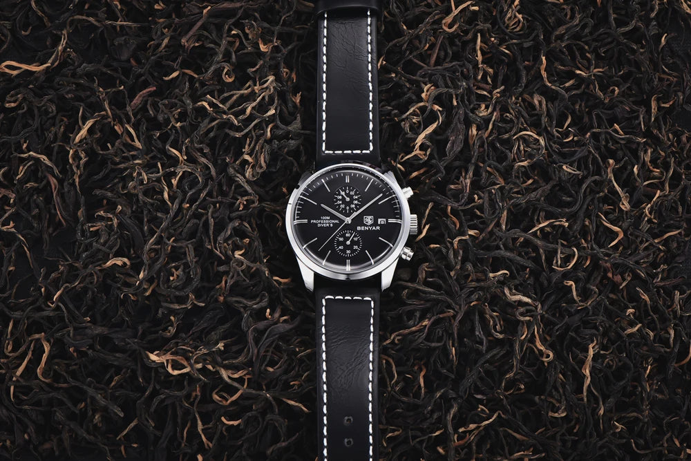 BENYAR Men Quartz Wristwatches Luxury Brand Chronograph Leather Sports Watch For Men Military 100M Waterproof Reloj Hombre 2023