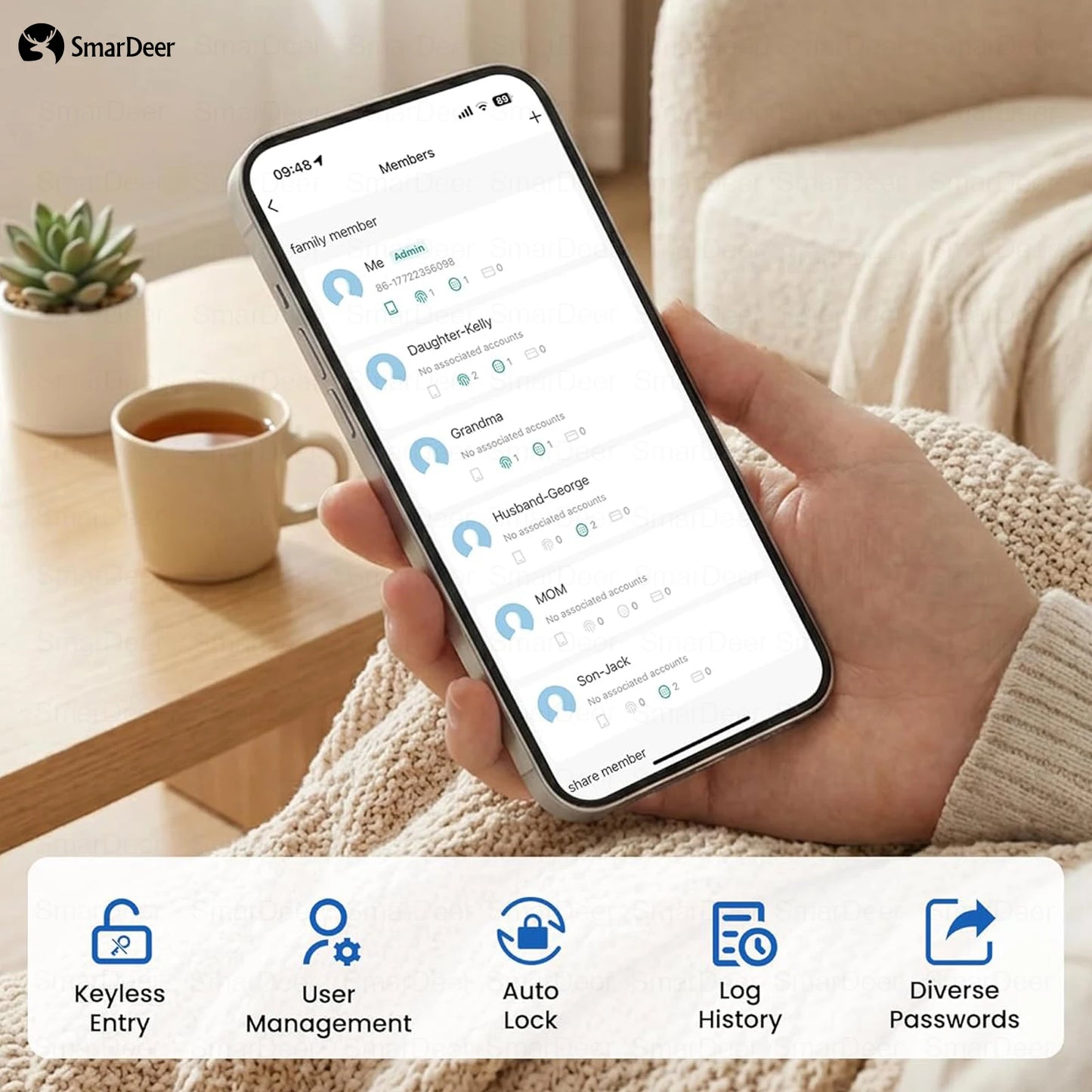 Smart Door Lock - Keyless Entry Fingerprint Lock with Digital Keypad, WiFi Electronic Door Lock featuring Anti-Peep Code