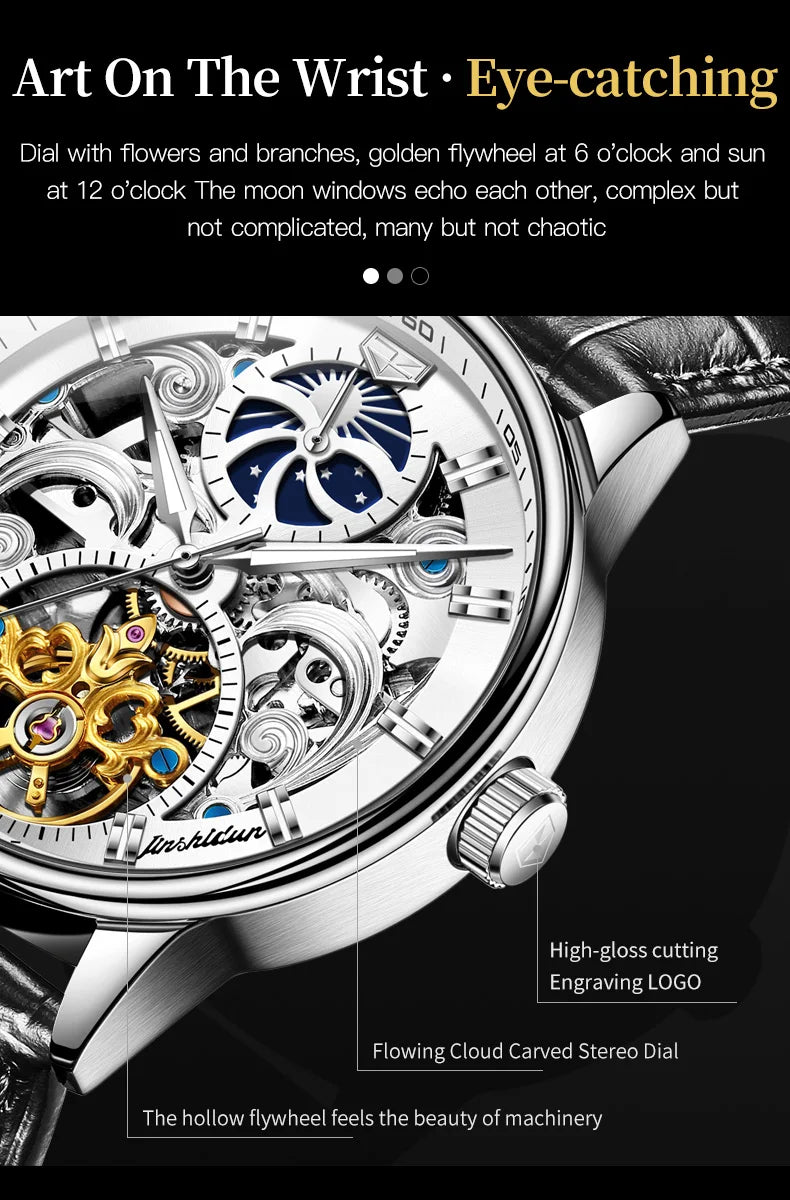 Montre-bracelet JSDUN originale étanche, best-seller pour homme, multifonctionnelle, luxueuse, élégante, à mécanisme automatique.