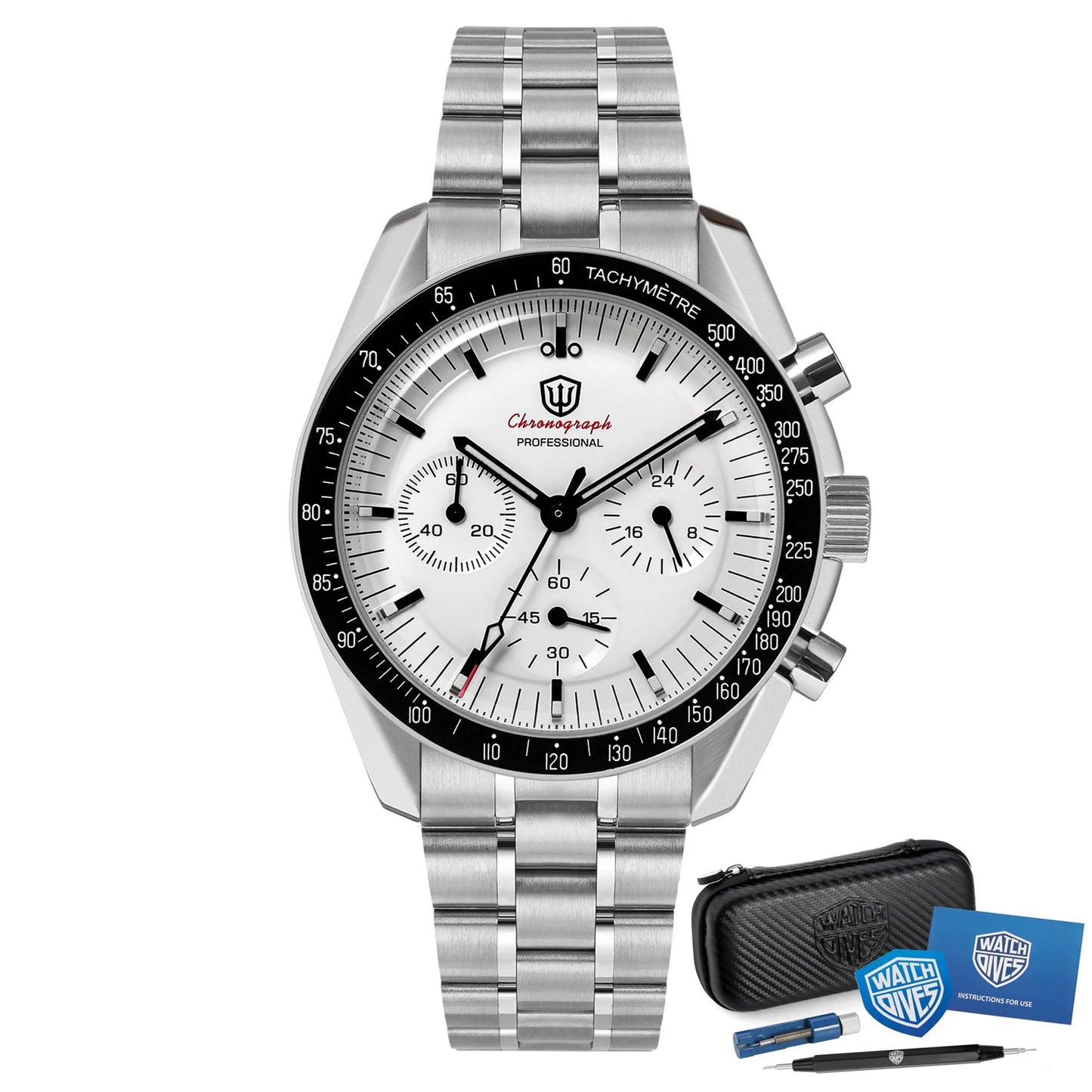 Watchdives WD1863 Quartz Watch VK63 Chronograph Movement Bubble Sapphire Crystal 10Bar Waterproof Luminous 39mm Vintage Watches