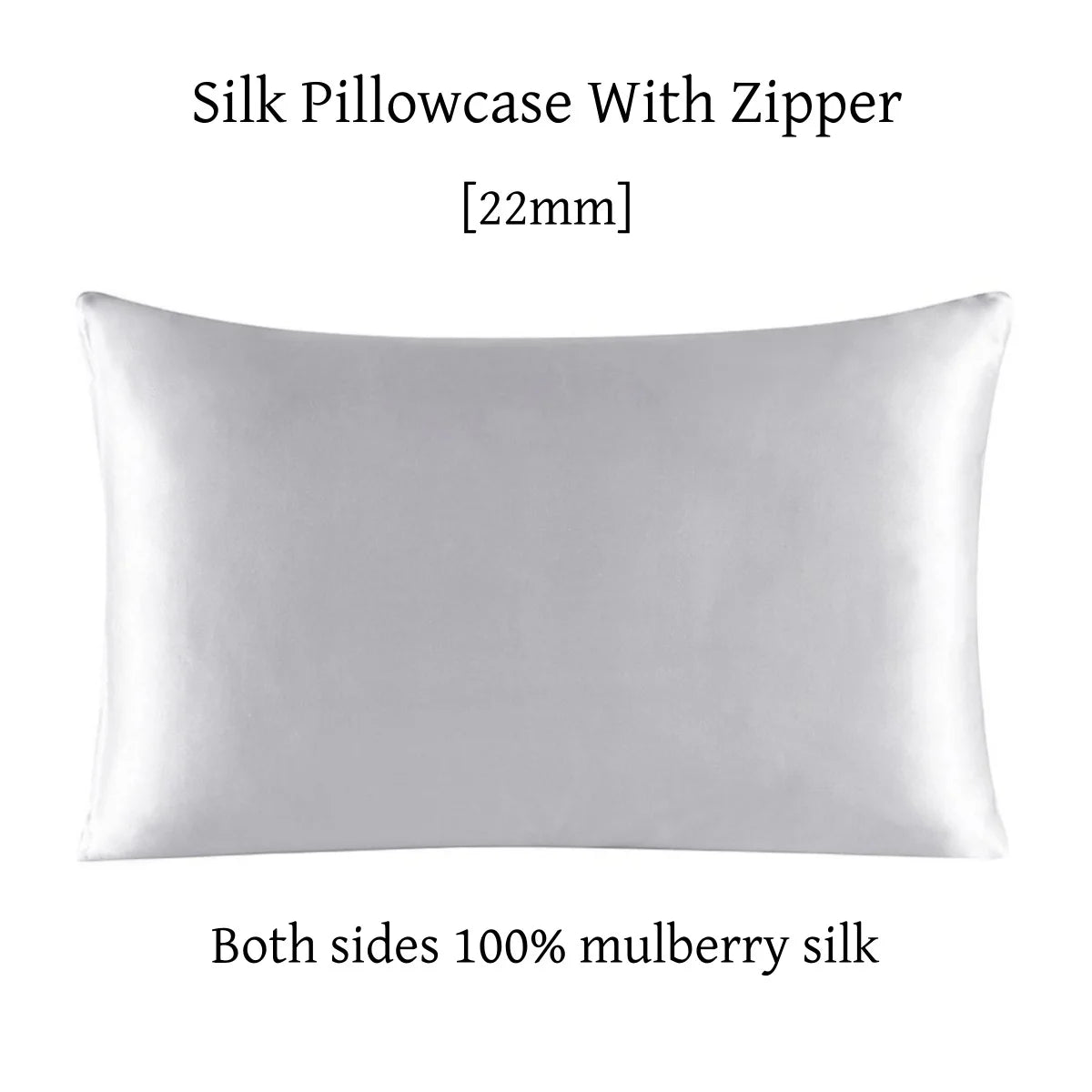 22 Momme Silk Zipper Pillowcase 1pc 100% Nature Mulberry Silk Muticolor Pillow Case For Healthy Standard Queen King
