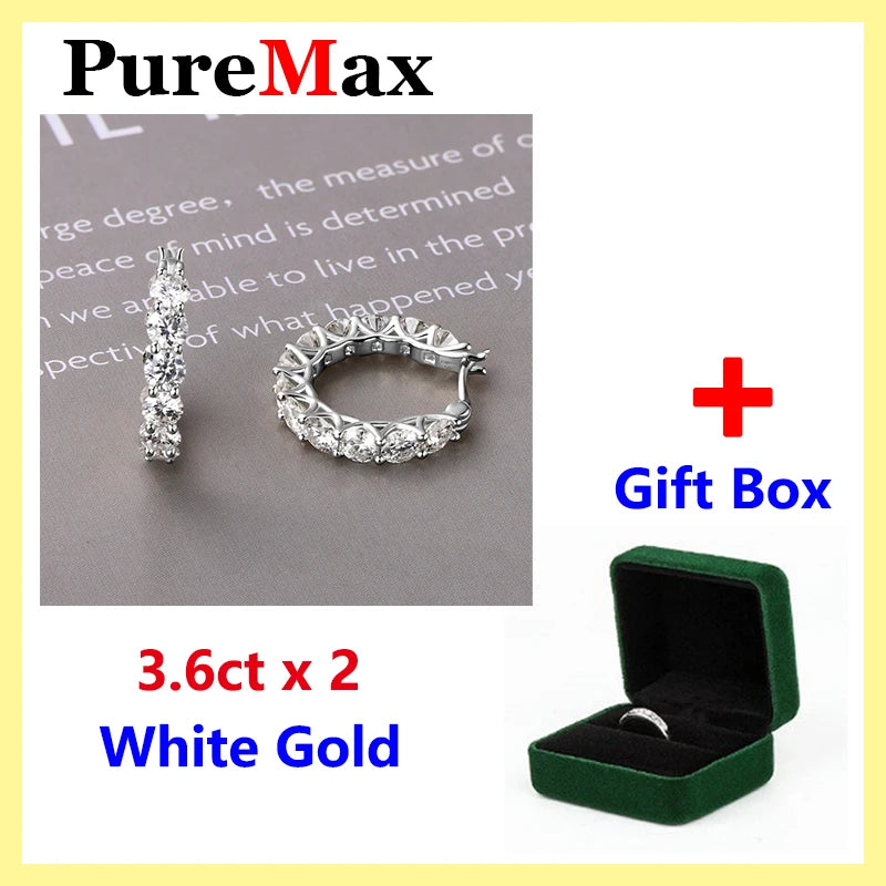 PureMax  4.0mm Full Moissanite Huggie Hoop Earrings for Women Trending Silver 925 Fine Jewelry  Moissanite Diamond Earrings