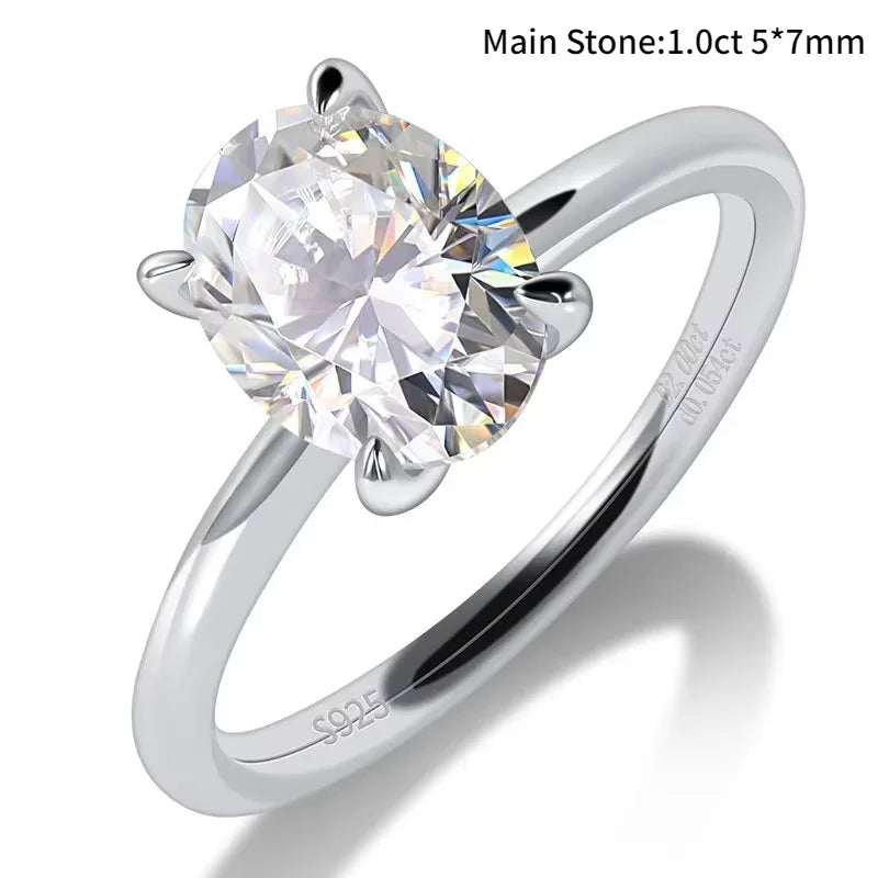 M-JAJA 1/2/3ct Moissanite Ring for Women Oval Cut Bridal Diamond Solitaire Wedding Promise Band 925 Sterling Silver Ring Jewelry