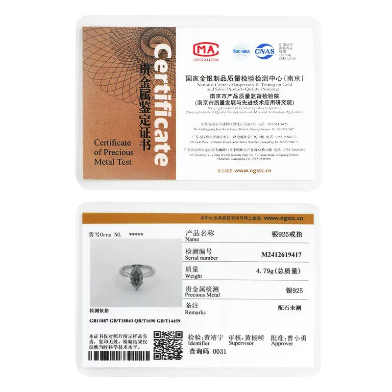 1/2CT Marquise Cut Moissanite Engagement Ring with Certicate 925 Sterling Silver Bypass Solitaire Diamond Wedding Ring for Women