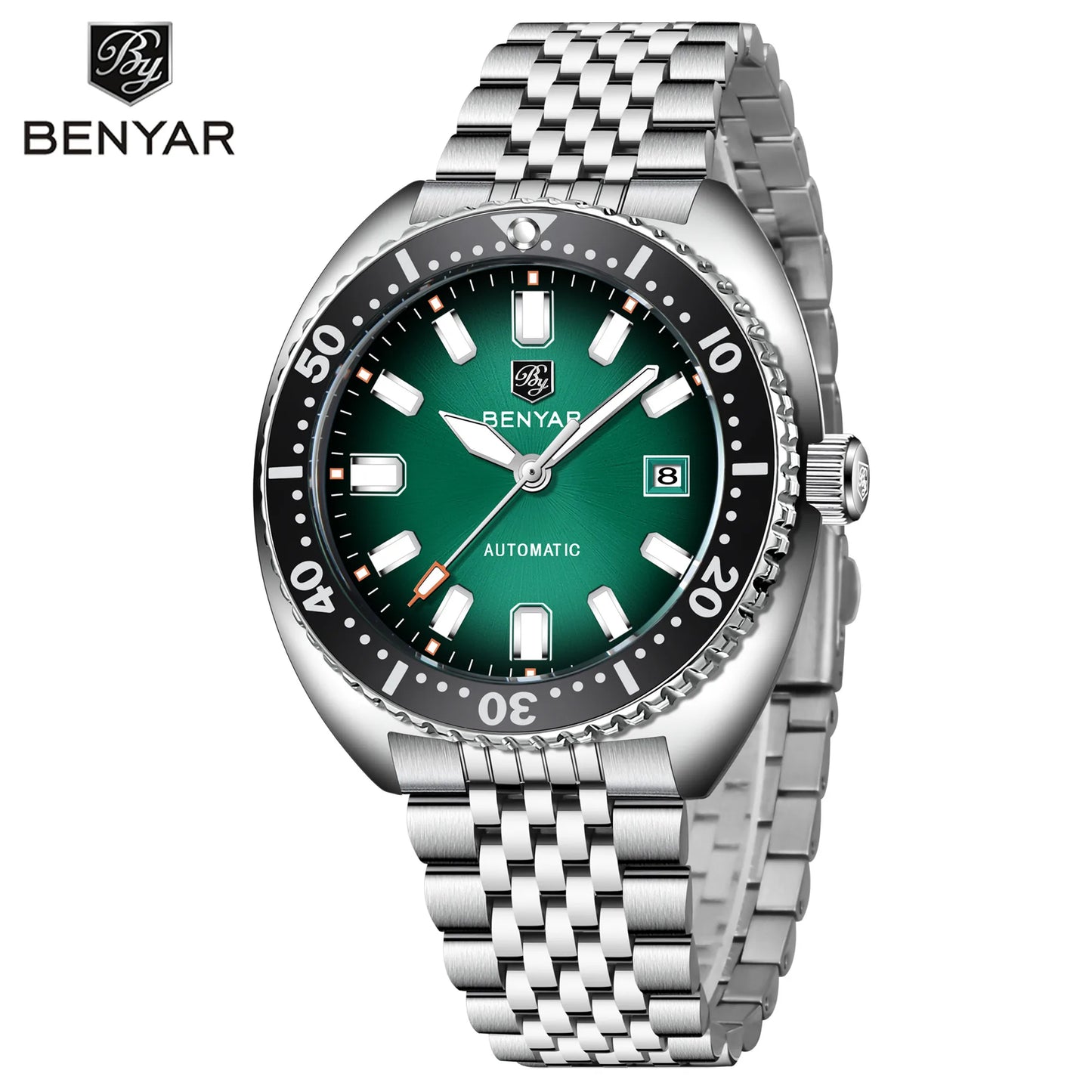 New BENYAR 42MM Tuna Men Mechanical Watch Luxury Stainless Steel Automatic Watch 50M Diving Luminous Watch for Men reloj hombre