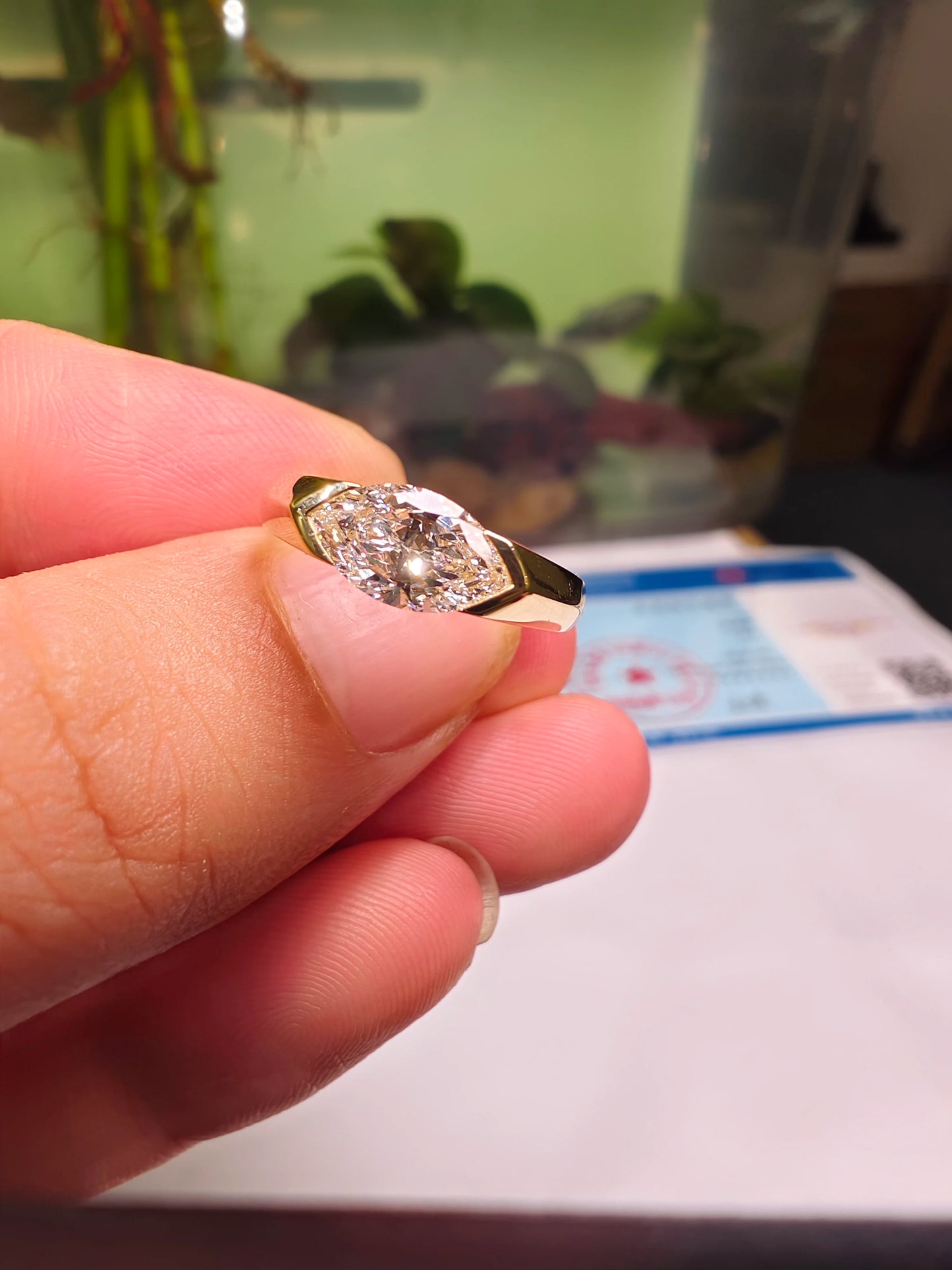 wholesale lab grown HPHT CVD Horse 's-eye cut with IGI certificate diamond lab grown diamond 1ct 14K gold rings Spot goods