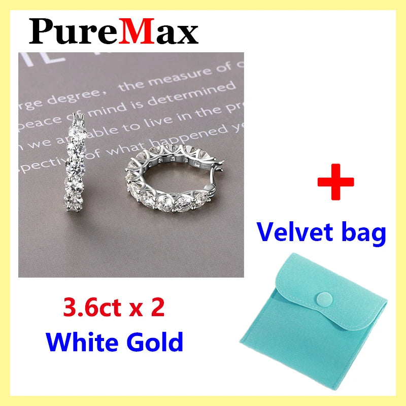PureMax  4.0mm Full Moissanite Huggie Hoop Earrings for Women Trending Silver 925 Fine Jewelry  Moissanite Diamond Earrings