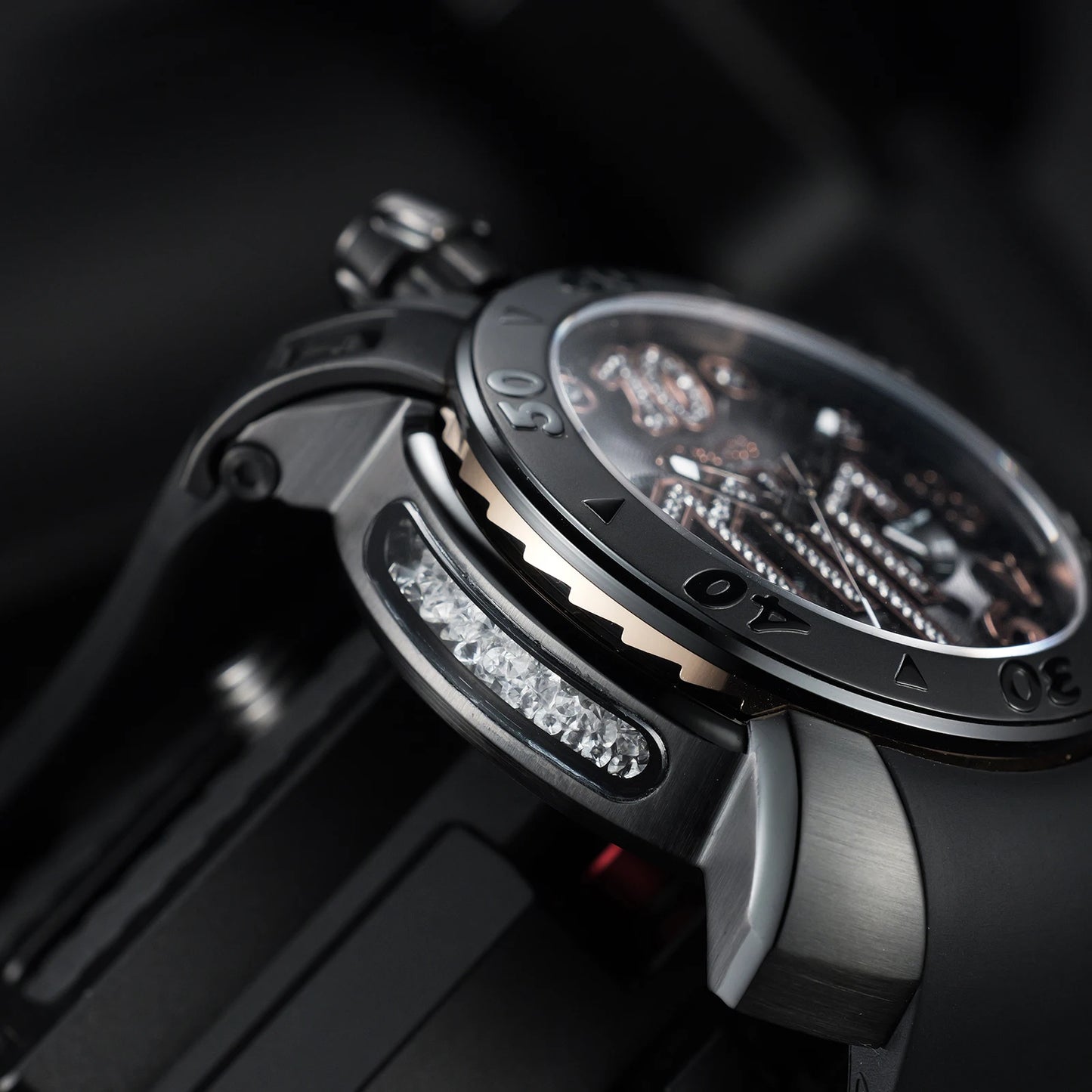 Gaga Men's Rose Gold Automatic Watch - Big Dial Waterproof Sport Clock with Comfortable Rubber Band And Big Numerals Design