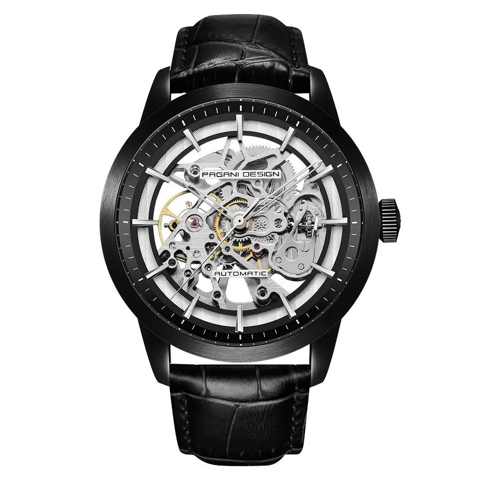 PAGANI DESIGN Markenmode Sportliche Lederuhren für Herren Luxus Automatische Mechanische Skelettuhren Wasserdicht Relogio Masculino