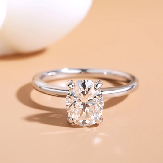 Serenity 4 Claw 2ct Oval Cut D Color Moissanite Rings For Women Anniversary Gift S925 Sterling Silver Couples Rings Fine Jewelry