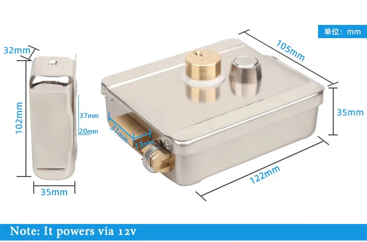 Electric Door Lock Anti-theft Double-headed Integrated Electronic Lock For 12V DC Access Control System Video Door Phone System