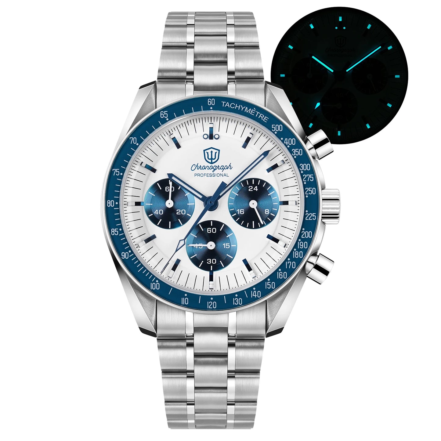 Watchdives New WD1863 Watch VK63 Chronograph Movement Aluminum Bezel BGW9 Luminous Bubble Sapphire Crystal 39mm Vintage Watches