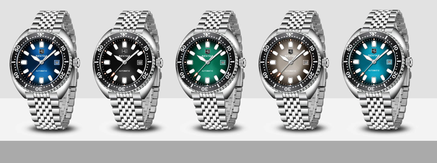 New BENYAR 42MM Tuna Men Mechanical Watch Luxury Stainless Steel Automatic Watch 50M Diving Luminous Watch for Men reloj hombre