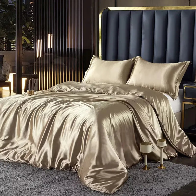Mulberry Silky-blending Fabric Bedding Set High-end Silky Queen Size Duvet Cover Set with Fitted Sheet Luxury Bedding Sets King