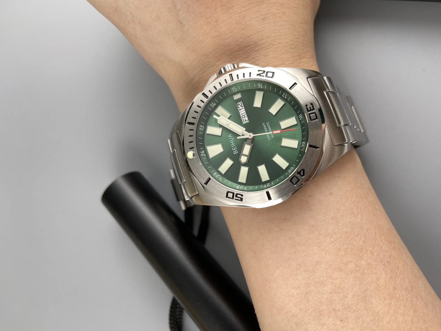 BEIHUA Men Automatic Watch Luminous Whole Night Super Bright C3 Japan TOP Mov't 24Jewels Day Date Sapphire  Luxury Gift Military