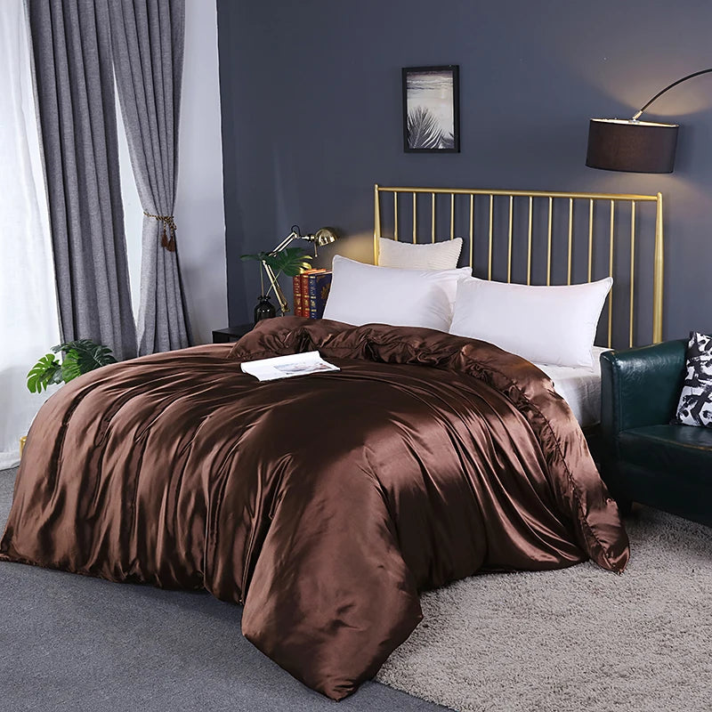 Luxury High Quality  Satin Duvet Cover Rayon Quilt Cover High Density Fabric Duvet Cover  Supple High waterfall