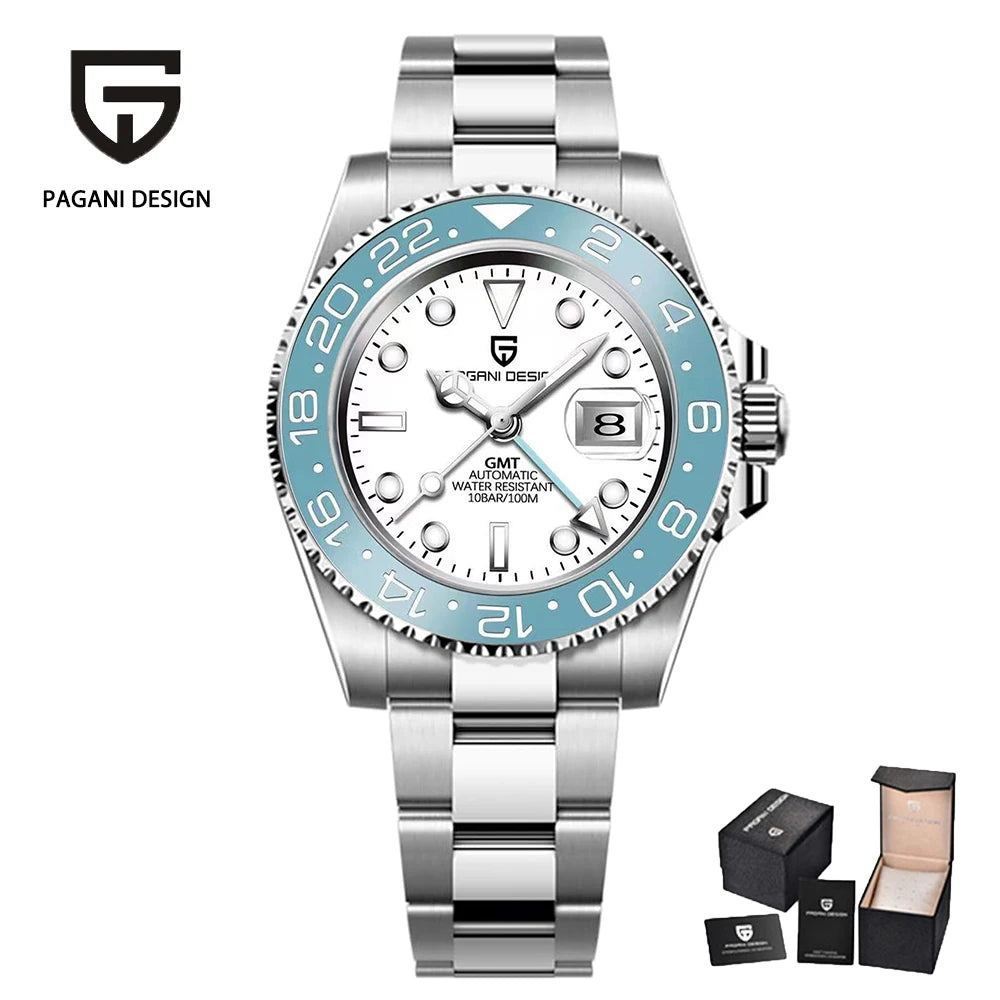PAGANI DESIGN 40MM Ceramic GMT Automatic Watch Men's Mechanical Watch Sapphire Glass 100m Waterproof Men's Mechanical Watch
