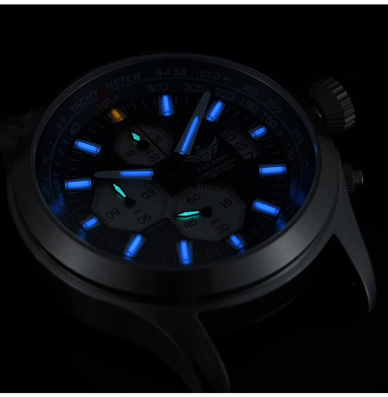 Yelang V1029S Men's Quartz Watch Japan OS00 Movement Business Luminous Stainless Steel 10Bar Waterproof Sports Watches