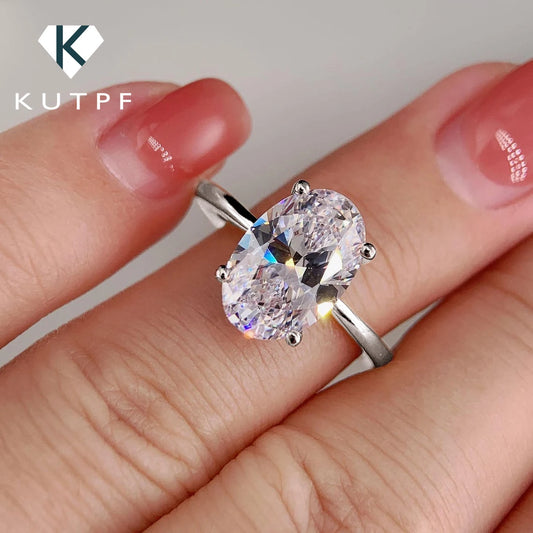 1/2/3 Carat Oval Cut Moissanite Engagement Rings for Women  Certified 925 Sterling Silver Solitaire Lab Diamond Wedding Band