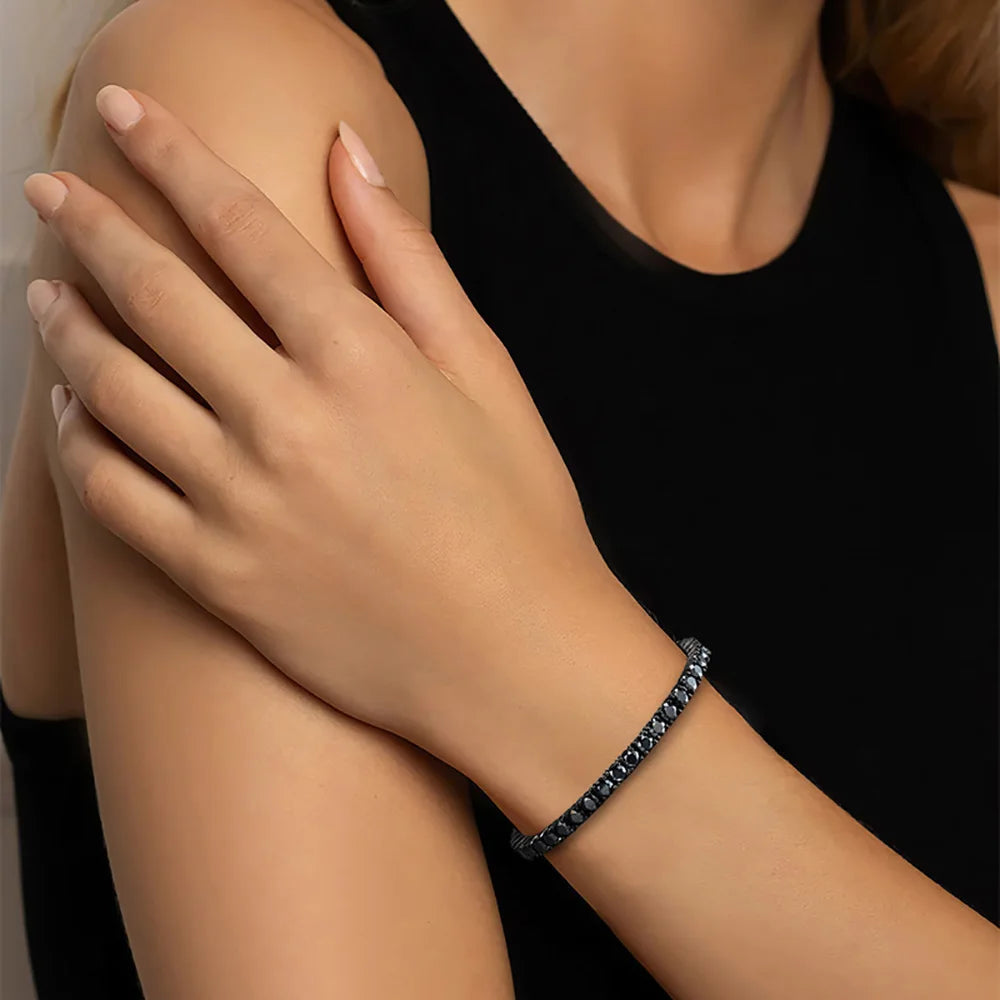 Serenity 3mm 5mm Royal Blue Moissanite Tennis Bracelet Women Man S925 Sterling Silver Bracelet Plated 18K Hand Chain Anniversary