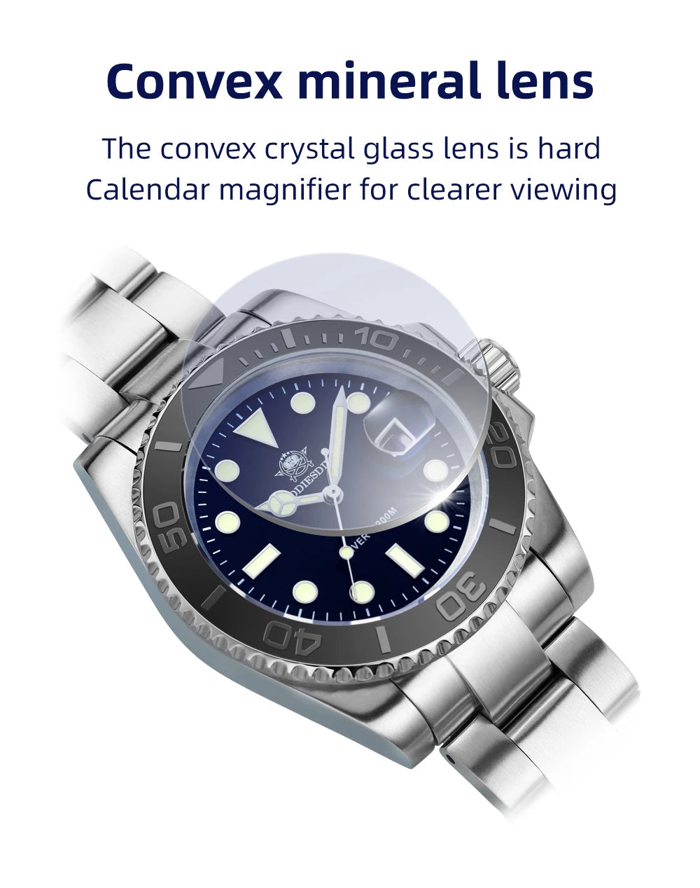 ADDIESDIVE Men's Watches Super Luminous Fashion Business Wristwatch 20ATM Diver Stainless Steel Quartz Watch Relogios Masculino