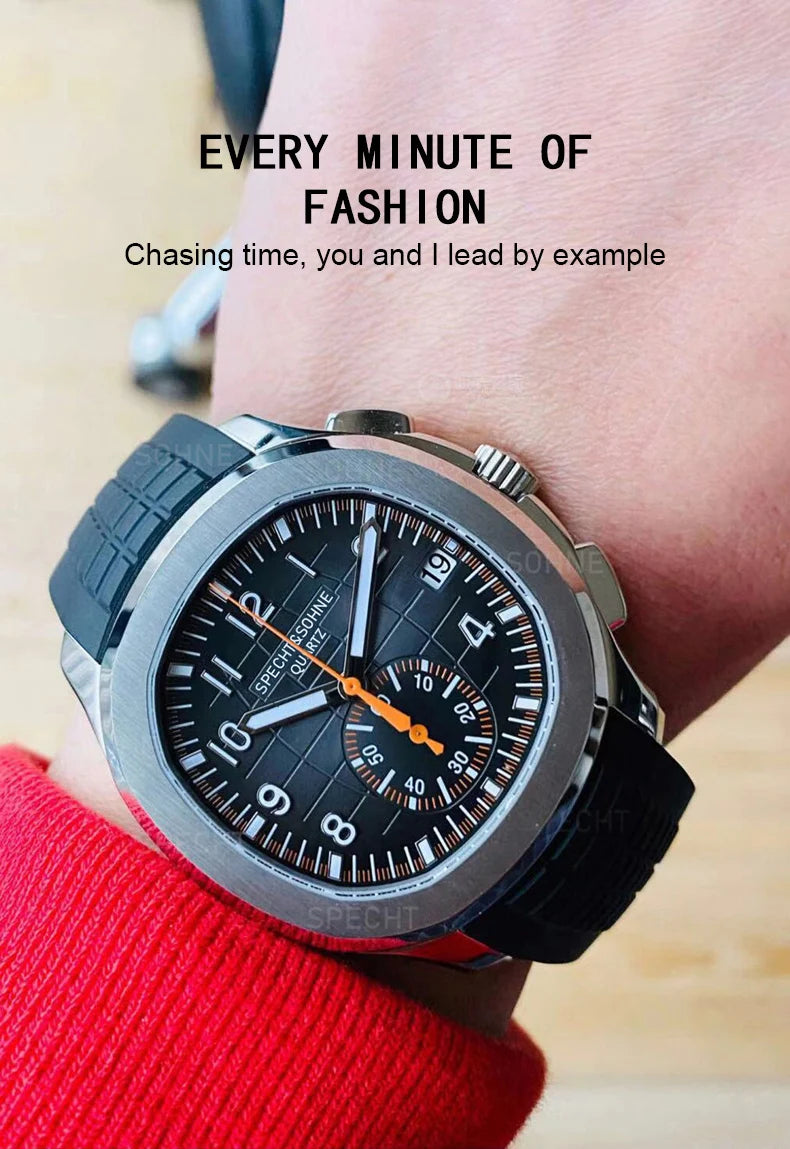 Dropshipping 2025 Best Selling Products Wristwatch For Men Japan Chronograph Quartz Watch Orange Rubber Strap Relogio Masculino