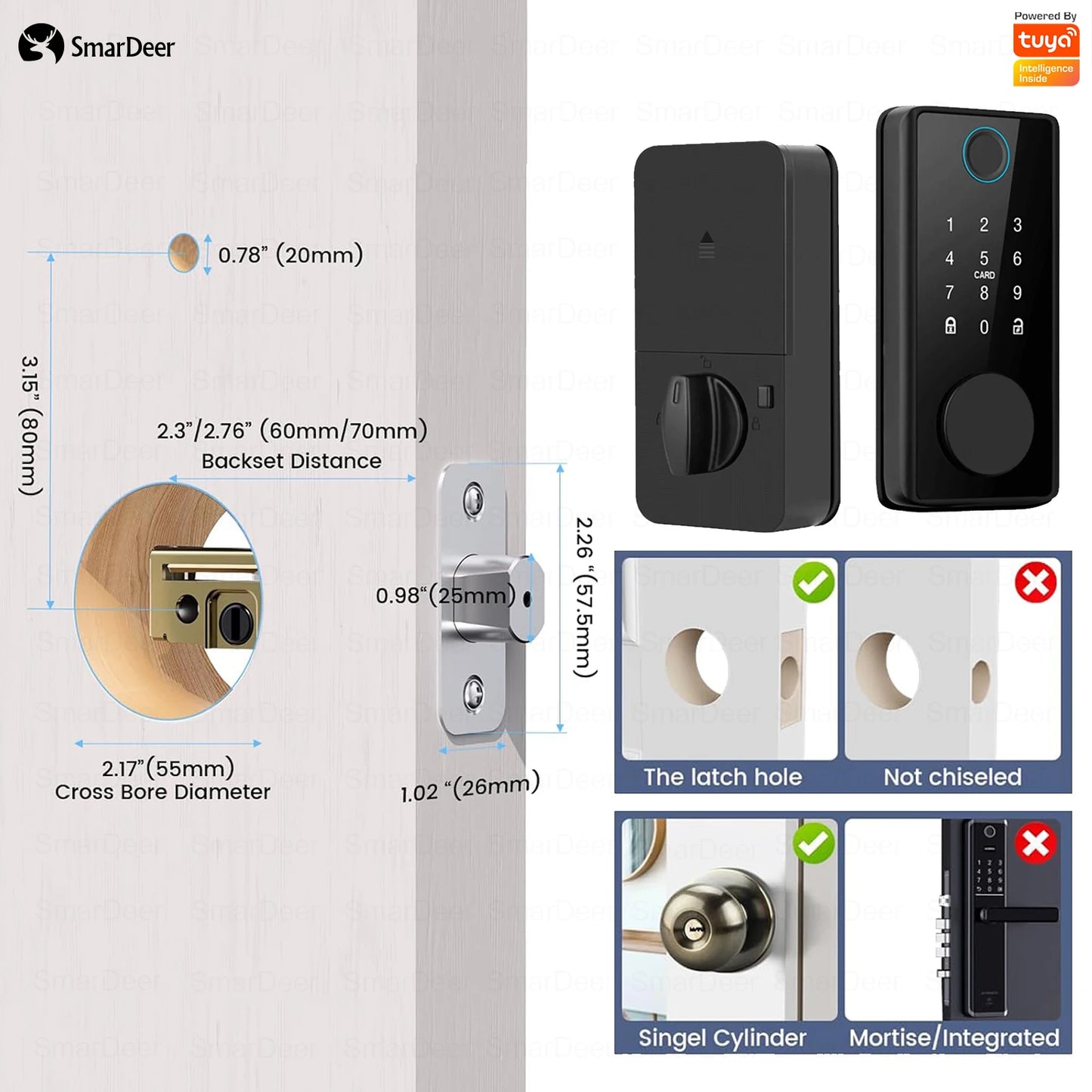 Smart Door Lock - Keyless Entry Fingerprint Lock with Digital Keypad, WiFi Electronic Door Lock featuring Anti-Peep Code