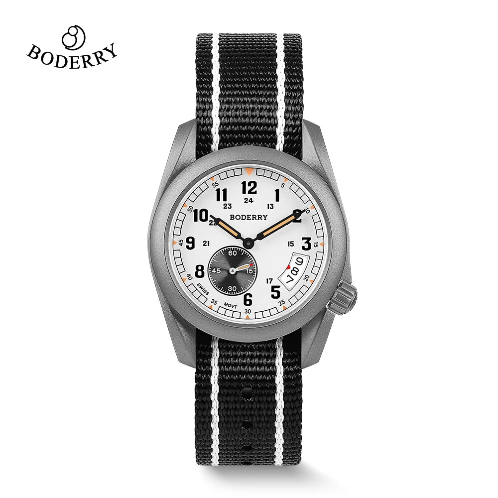 VOYAGER-Boderry Field Watch Titanium Quartz Watches 38 Mens 100M Waterproof Clock Military Sport Luminous Business Wristwatch