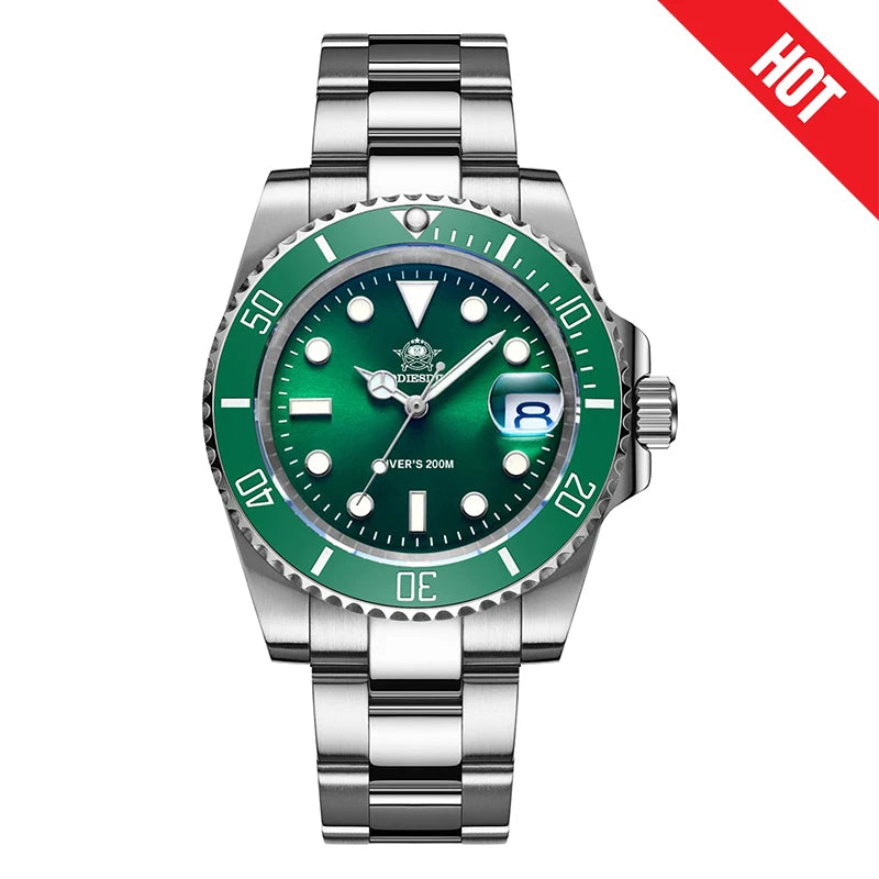 ADDIESDIVE MY-H3-2QZ Quartz Diver Watch 200M Waterproof Miyota Movement Ceramic Bezel BGW9 Luminous Stainless Steel Sports Watch