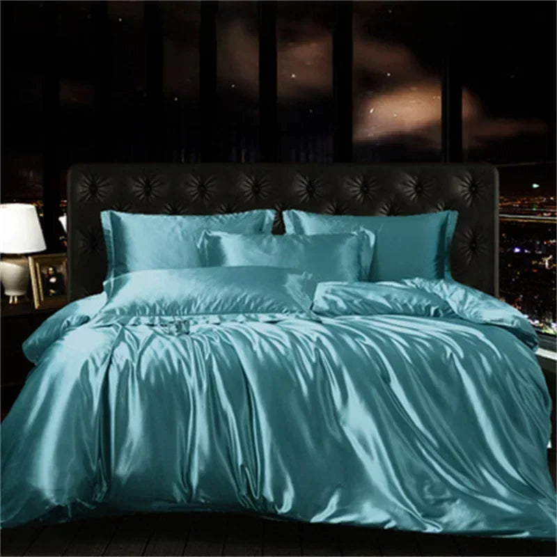 blending Mulberry Silk Bedding Set Silky High-end Queen Size Duvet Cover Set with Fitted Sheet Luxury Bedding Sets King Bed Sets