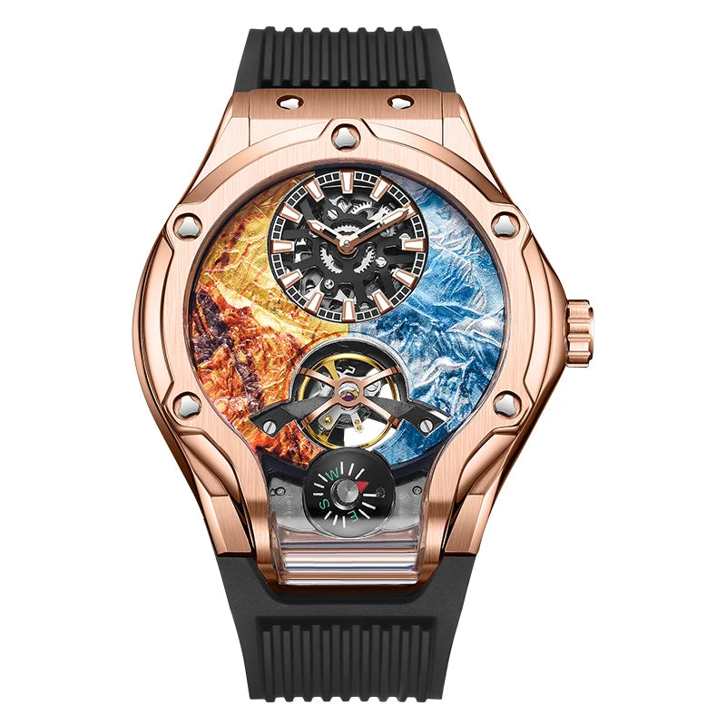 HANBORO Zhuma Mountain Peak Series Men's Fully Automatic Mechanical Watch Hollow Personalized Watch